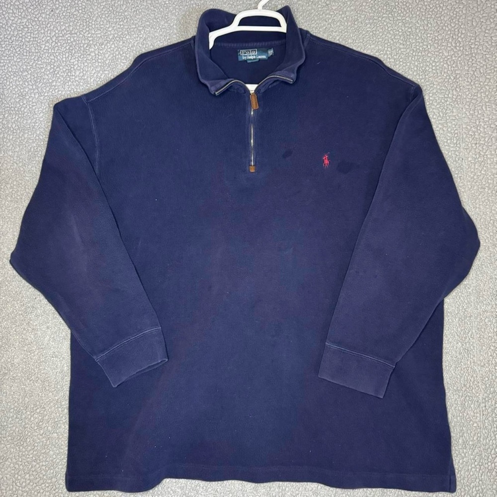 Vintage Polo Ralph LaurenQuarter Zip Sweater Navy Blue Xxxl Big